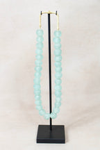 Ghana Glass Beads Necklace, Light blue - 85.4