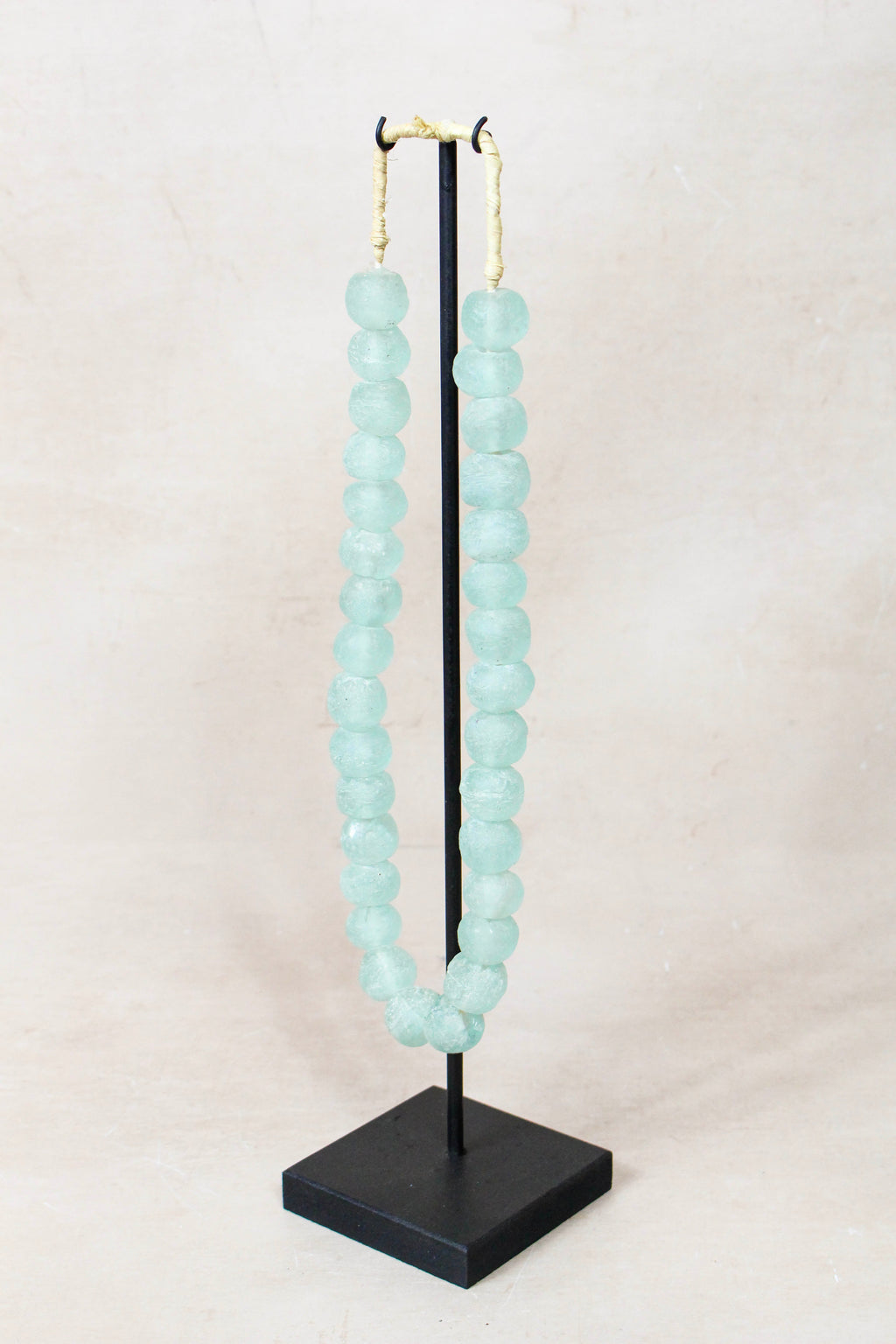 Ghana Glass Beads Necklace, Light blue - 85.4