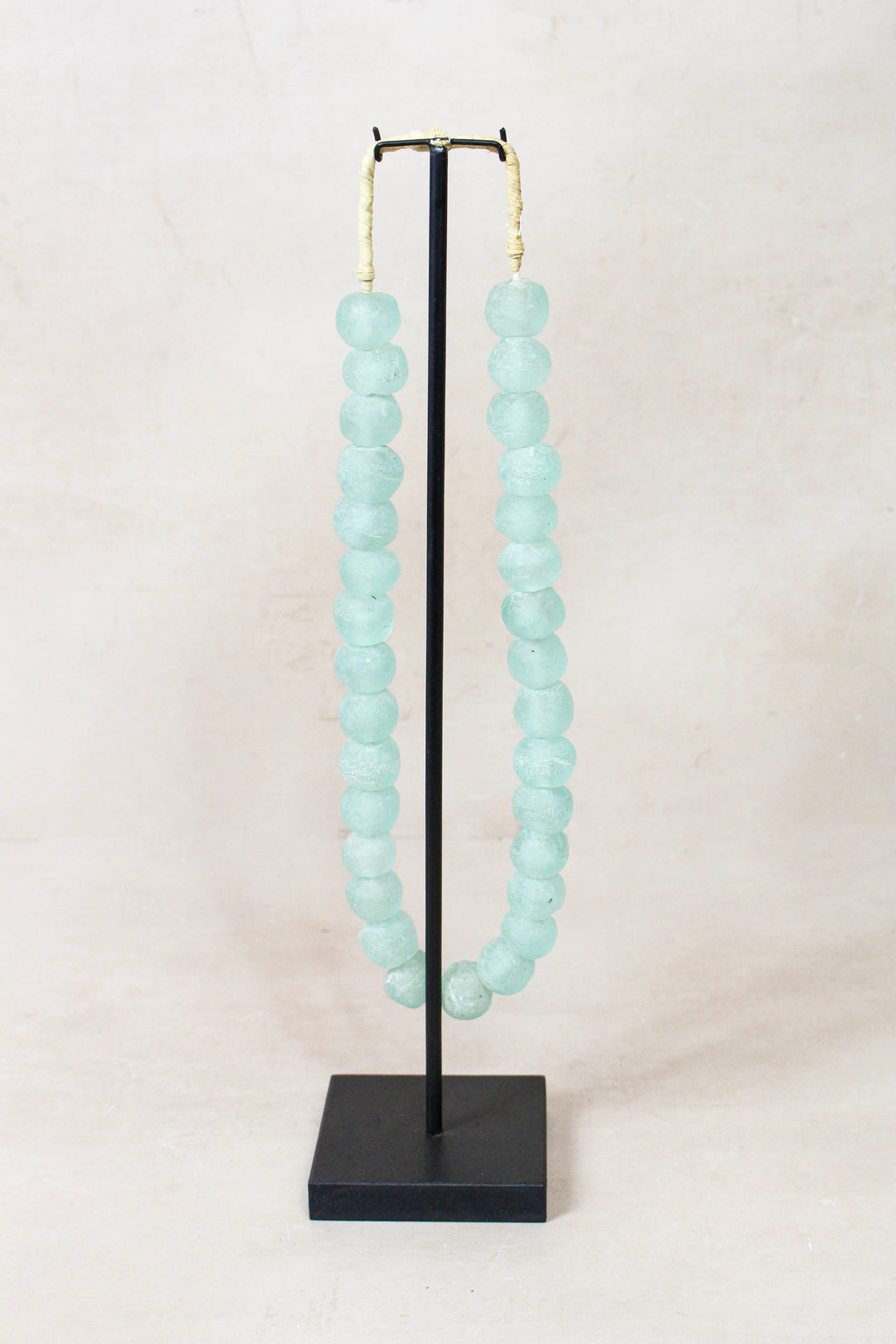 Ghana Glass Beads Necklace, Light blue - 85.4