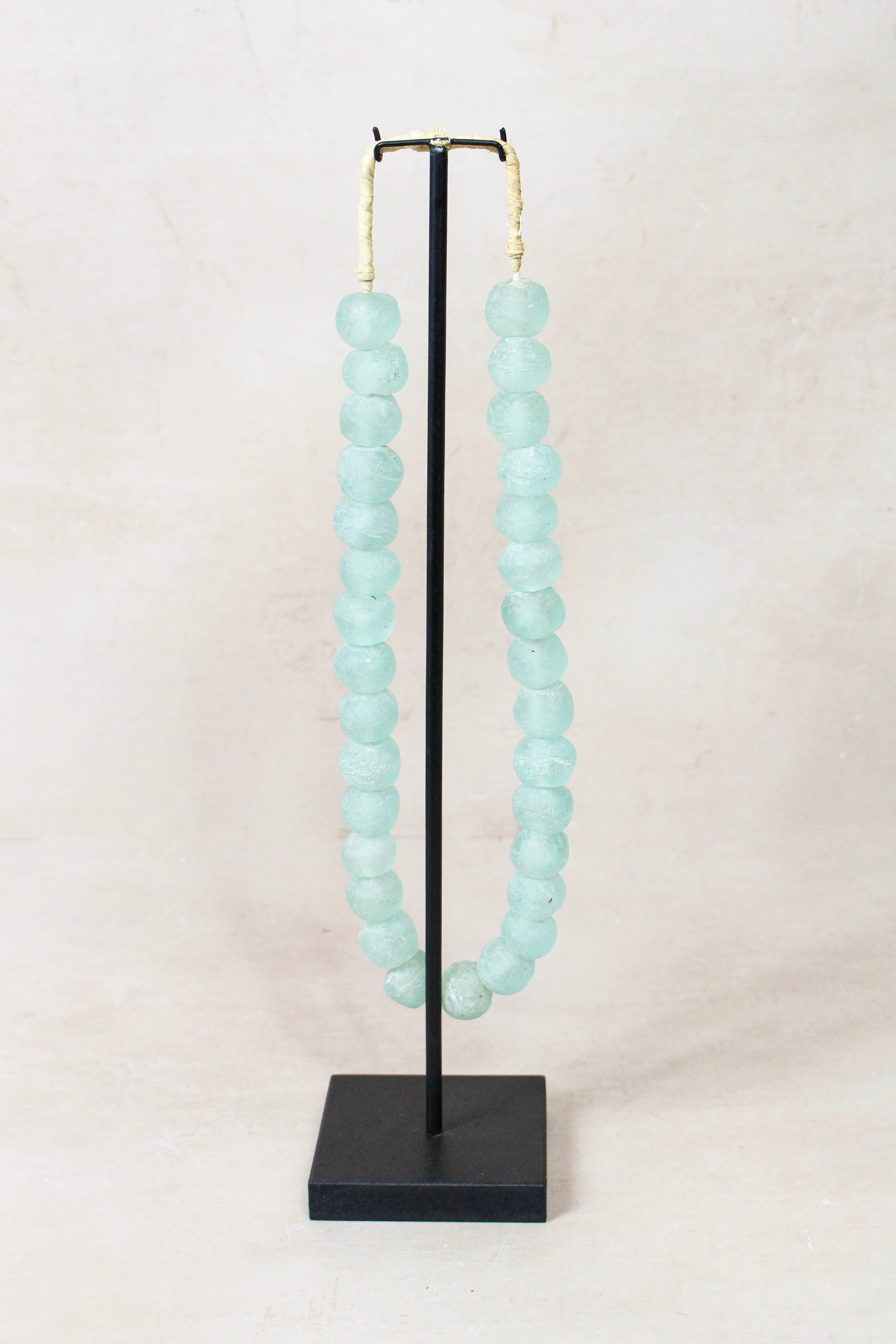 Ghana Glass Beads Necklace, Light blue - 85.4
