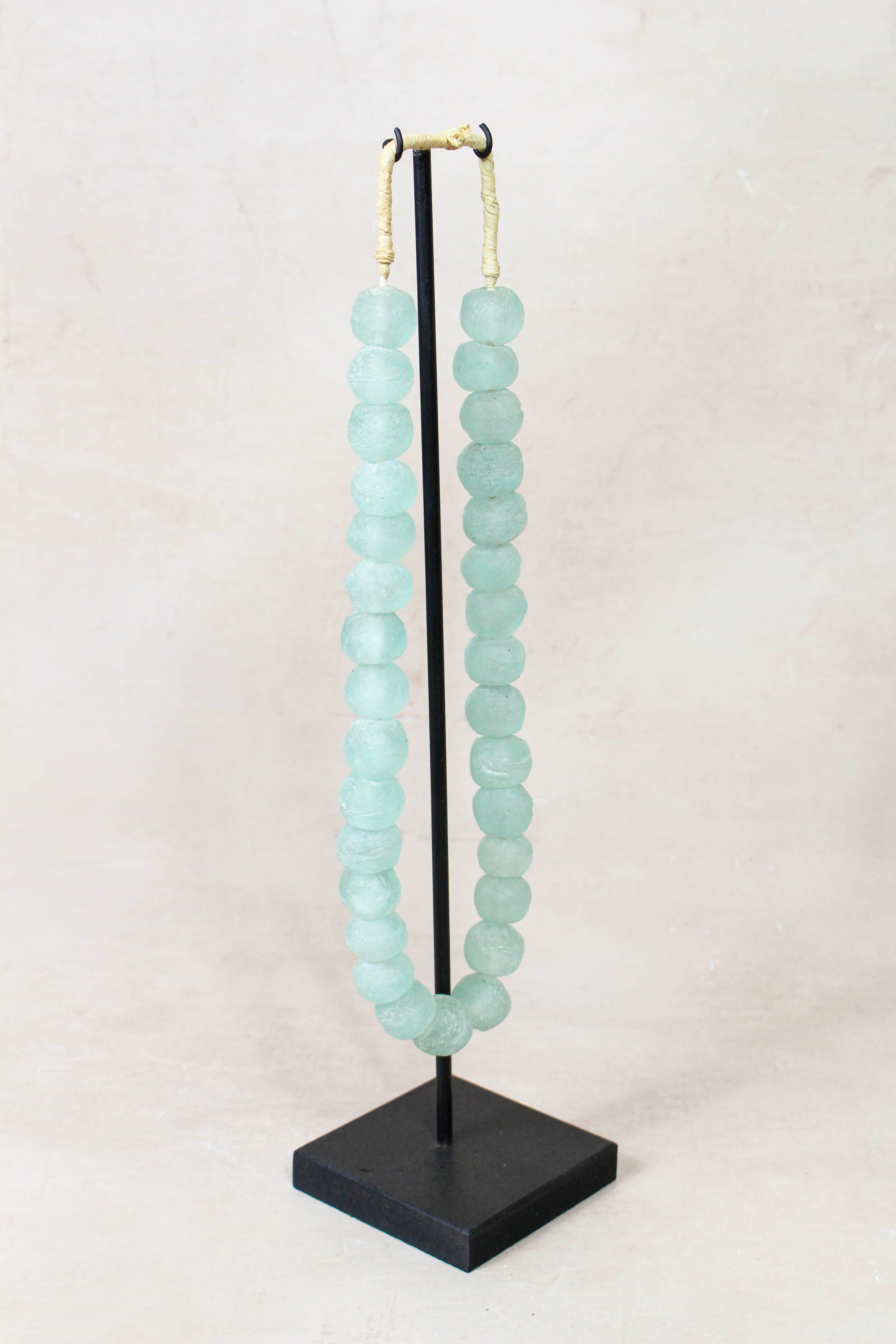 Ghana Glass Beads Necklace, Light blue - 85.4