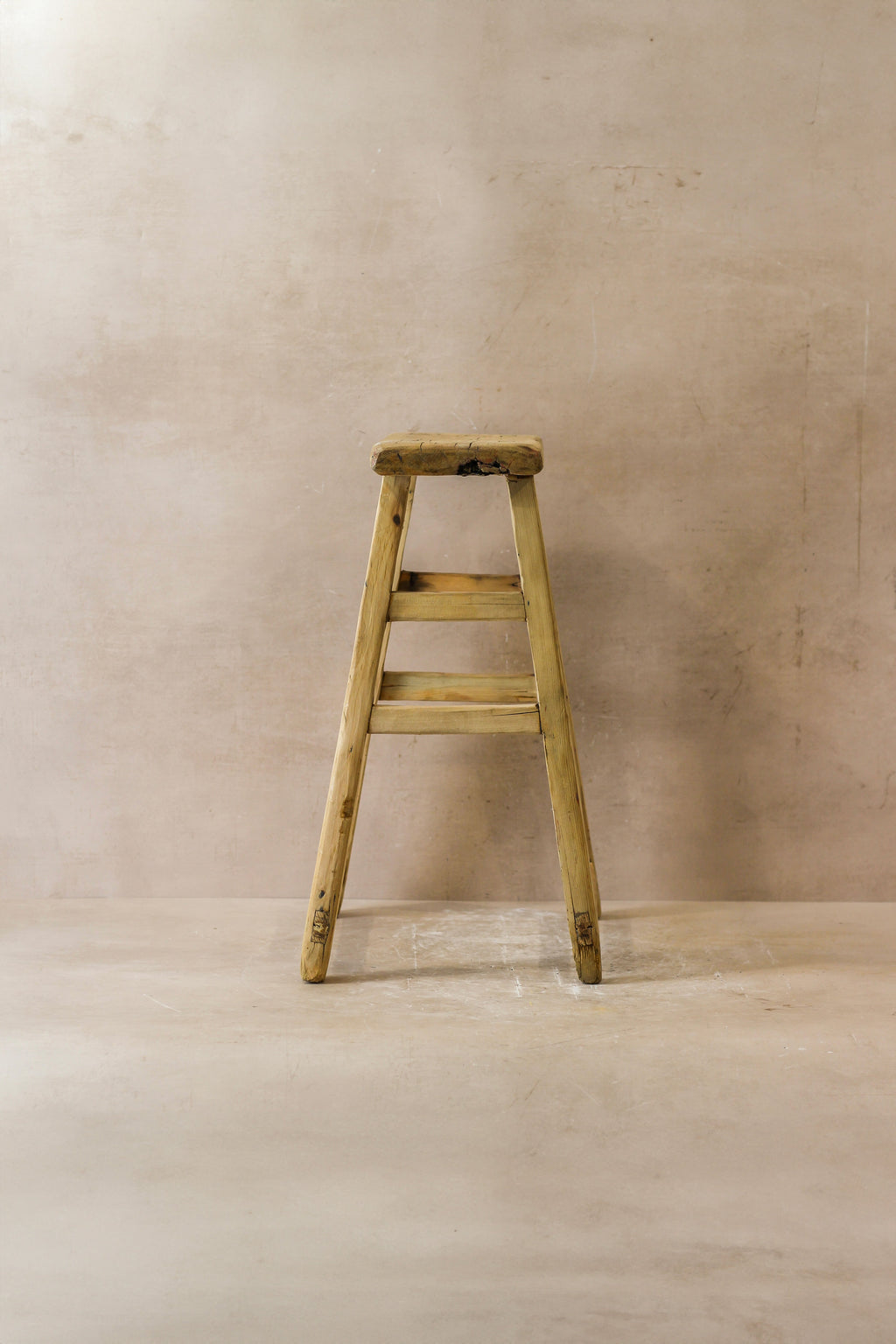Vintage Rustic Elm Wood Stool - Medium - No 46