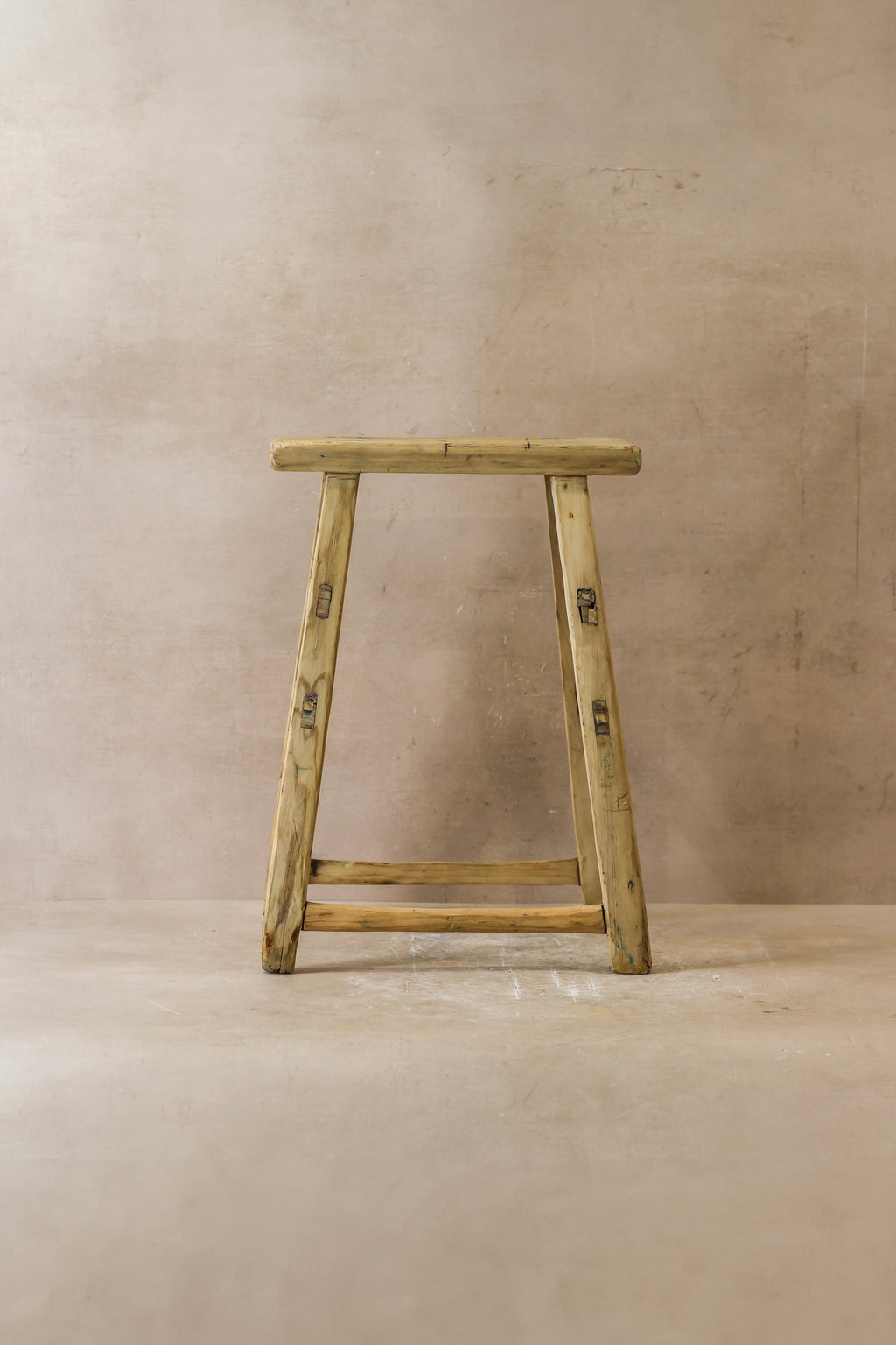 Vintage Rustic Elm Wood Stool - Medium - No 46