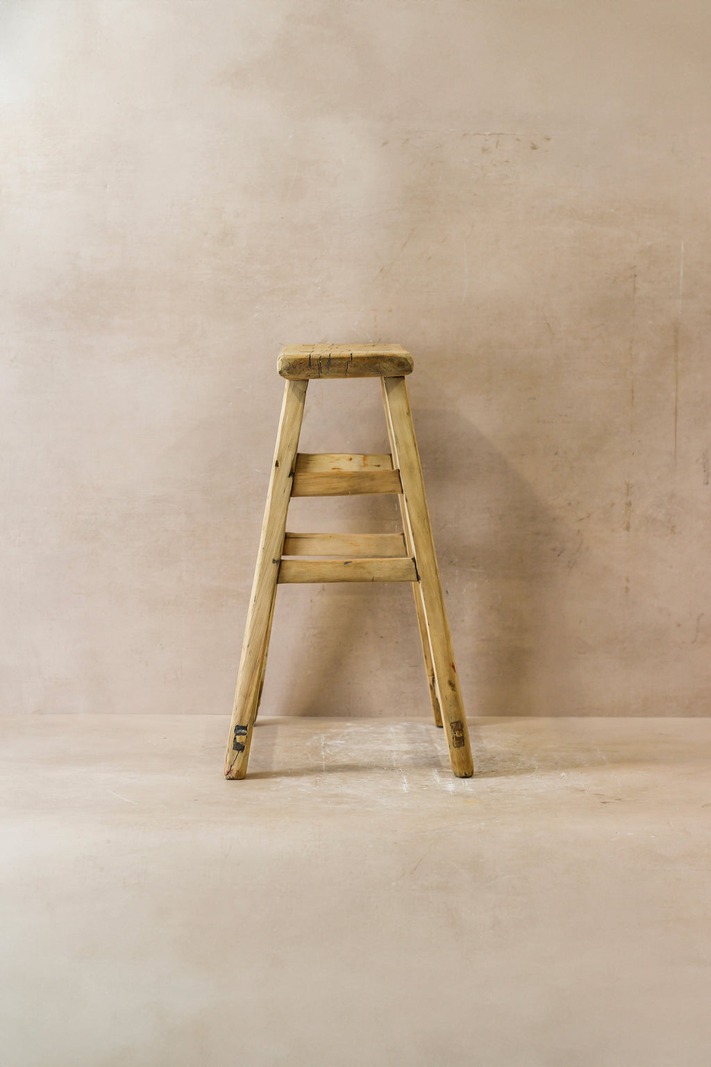 Vintage Rustic Elm Wood Stool - Medium - No 46