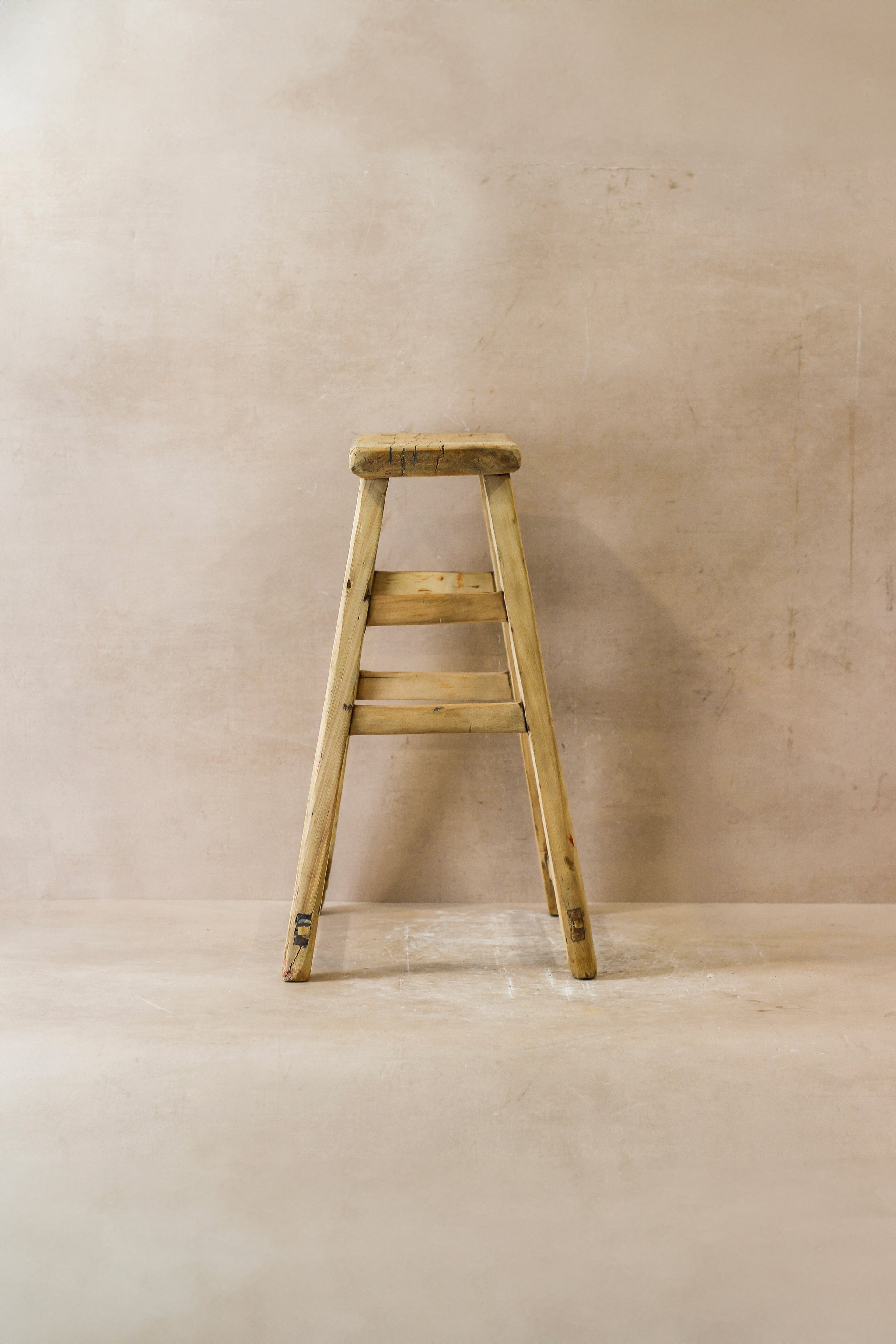 Vintage Rustic Elm Wood Stool - Medium - No 46
