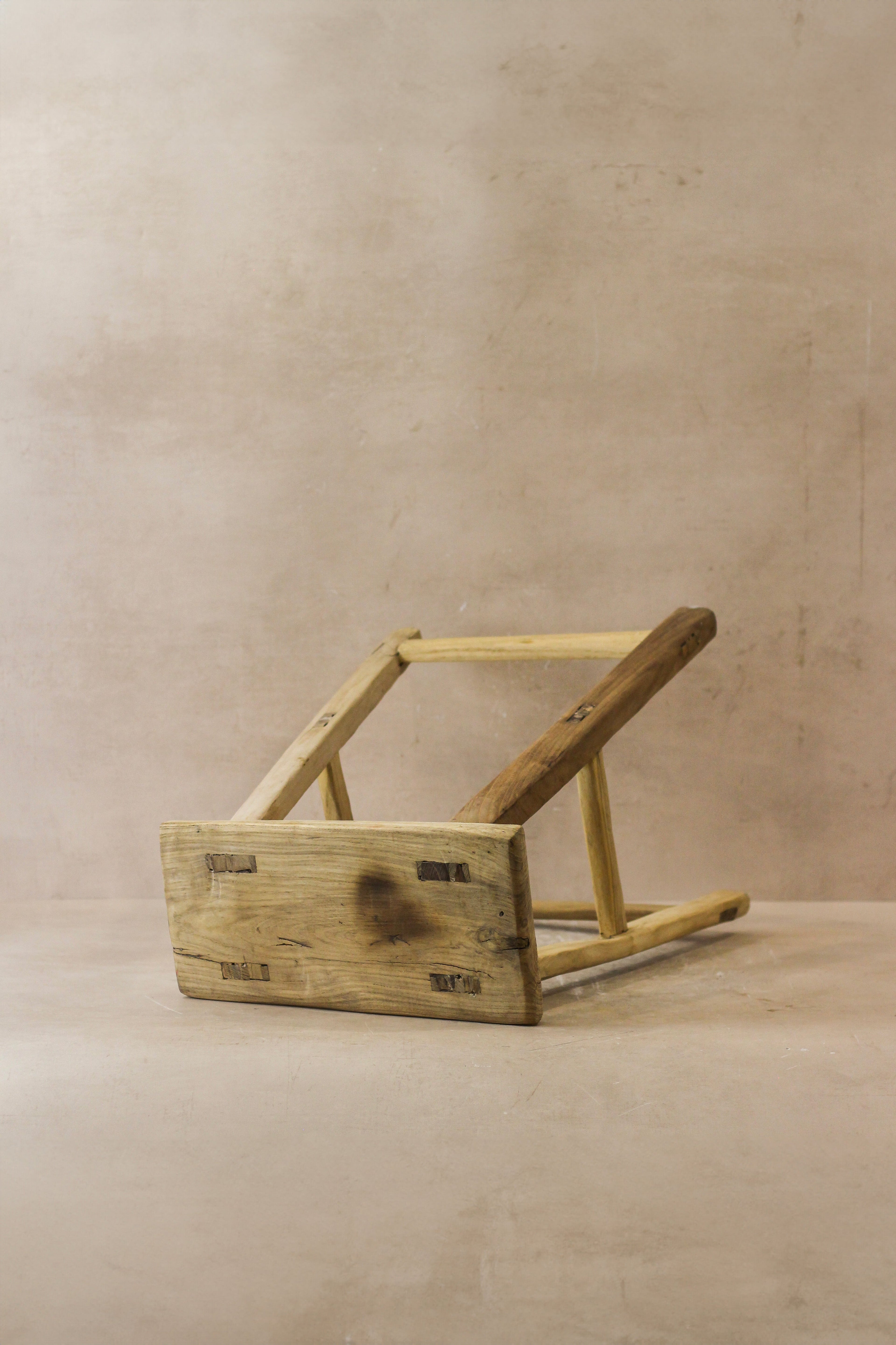 Vintage Rustic Elm Wood Stool - Medium - No 47
