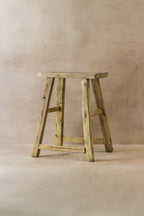 Vintage Rustic Elm Wood Stool - Medium - No 48