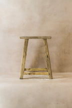 Vintage Rustic Elm Wood Stool - Medium - No 48