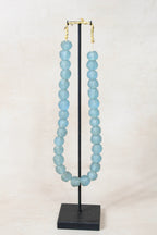 Ghana Glass Beads Necklace, Light blue - 85.5