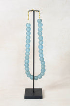 Ghana Glass Beads Necklace, Light blue - 85.5