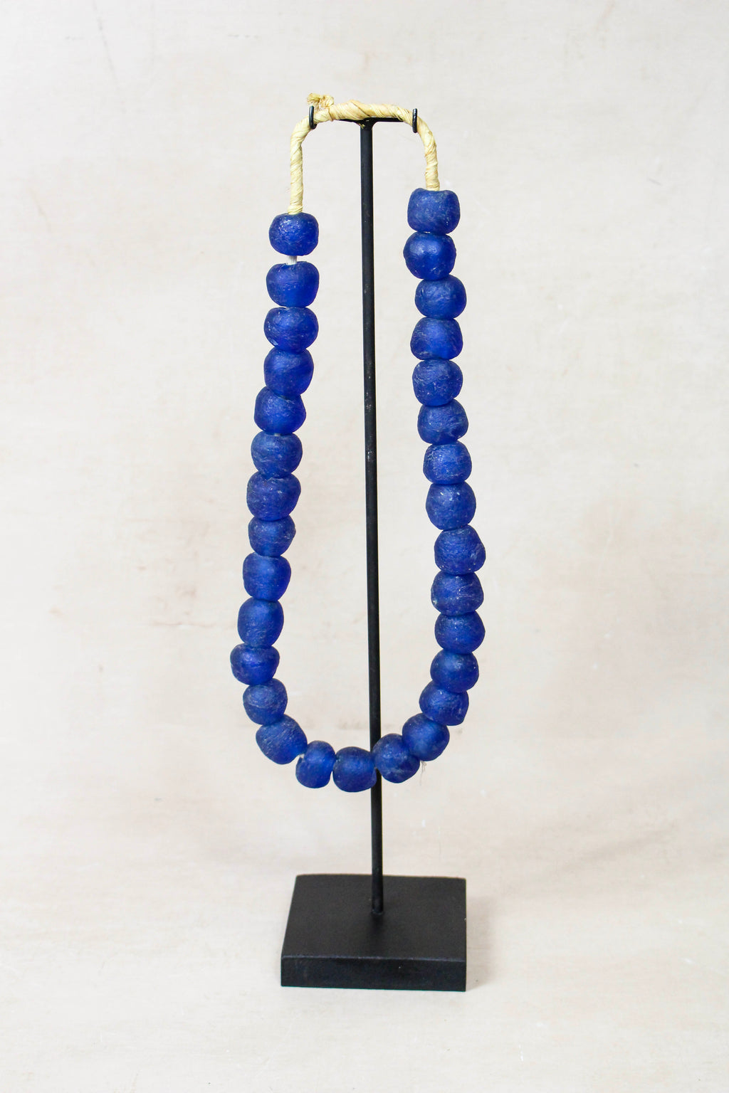 Ghana Glass Beads Necklace, Dark blue - 85.8