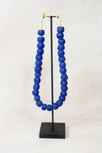 Ghana Glass Beads Necklace, Dark blue - 85.8