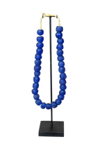 Ghana Glass Beads Necklace, Dark blue - 85.8