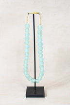 Ghana Glass Beads Necklace, Light blue - 85.9