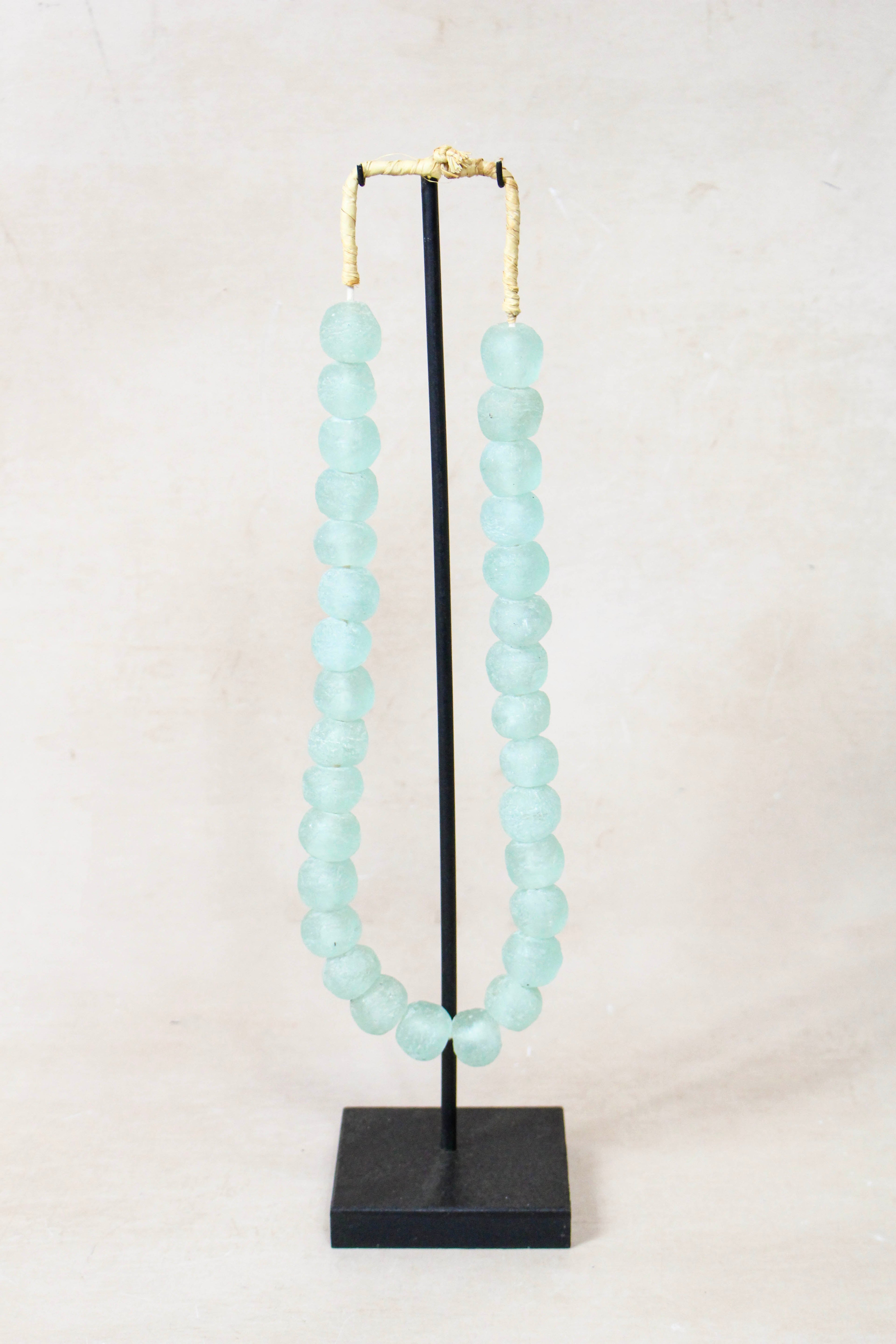 Ghana Glass Beads Necklace, Light blue - 85.9