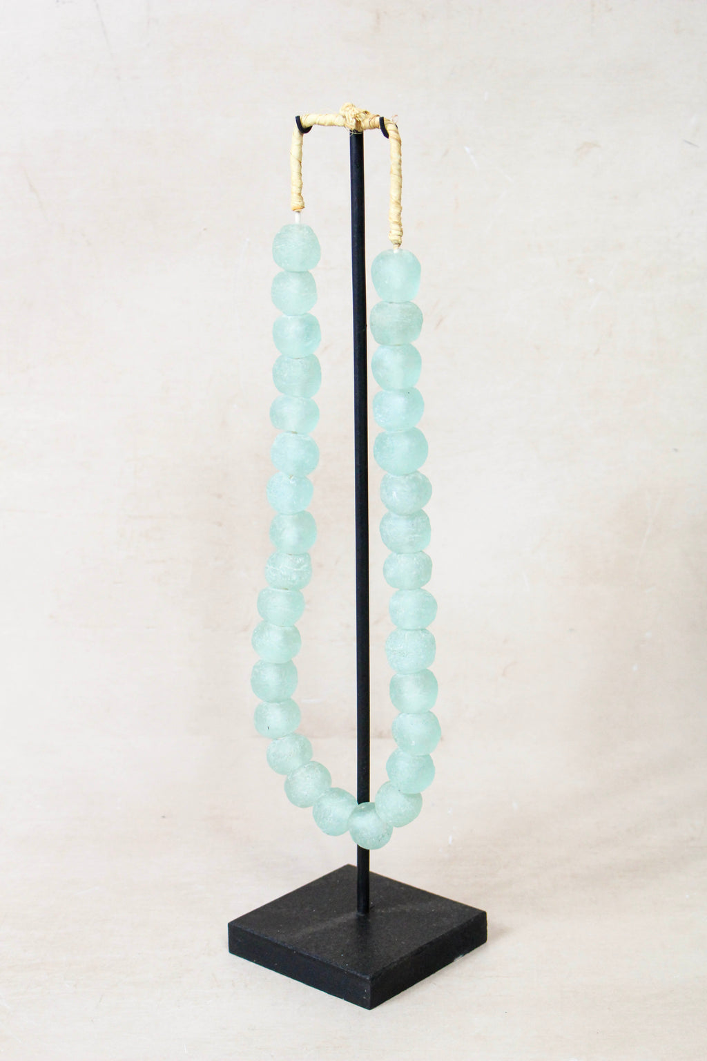 Ghana Glass Beads Necklace, Light blue - 85.9