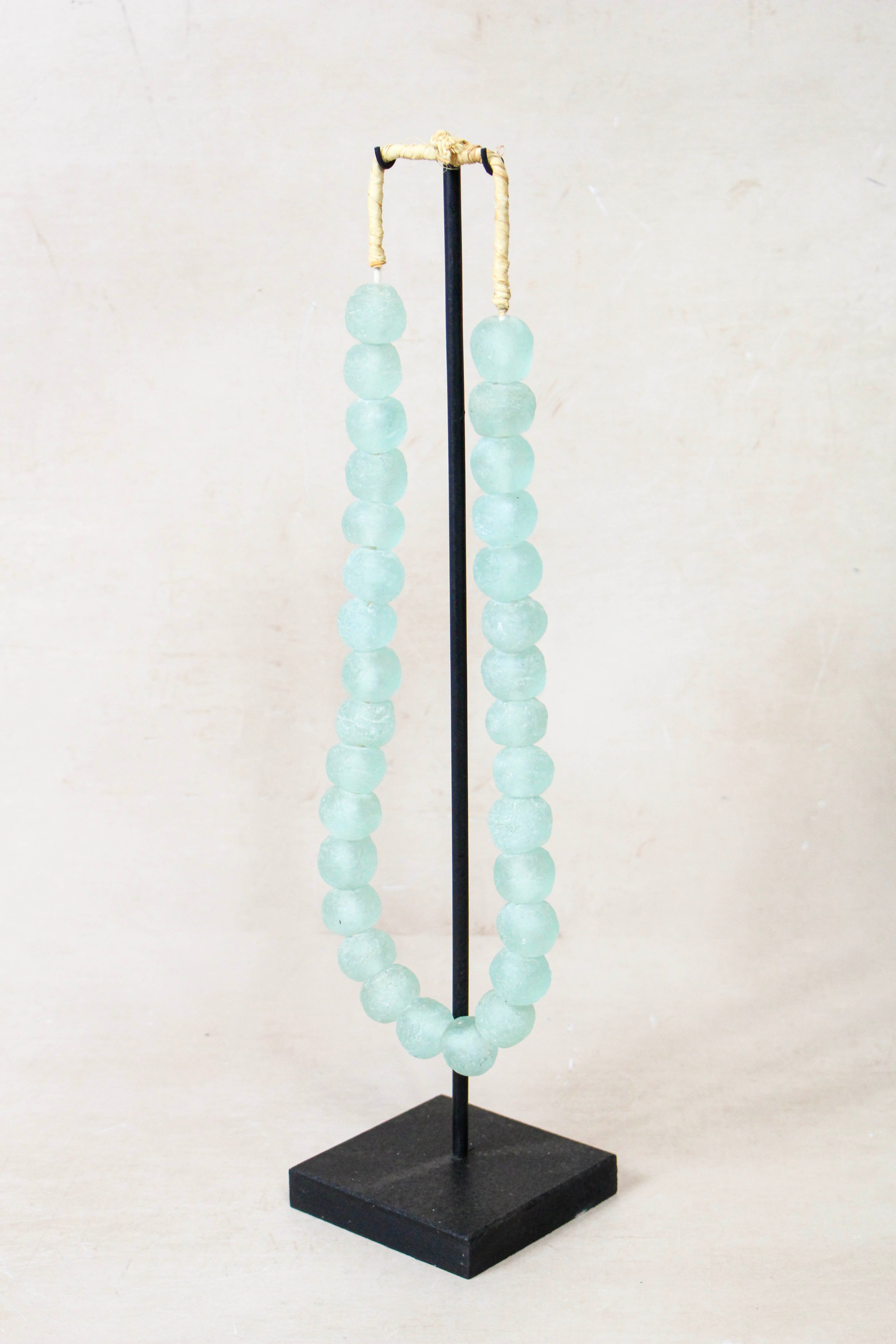 Ghana Glass Beads Necklace, Light blue - 85.9