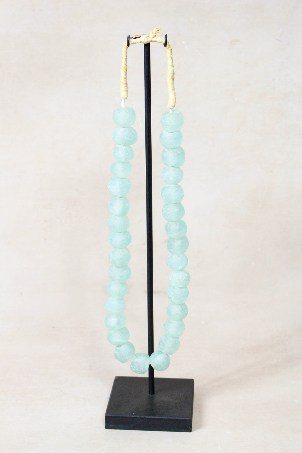 Ghana Glass Beads Necklace, Light blue - 85.10