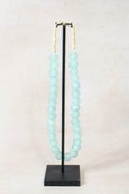 Ghana Glass Beads Necklace, Light blue - 85.10