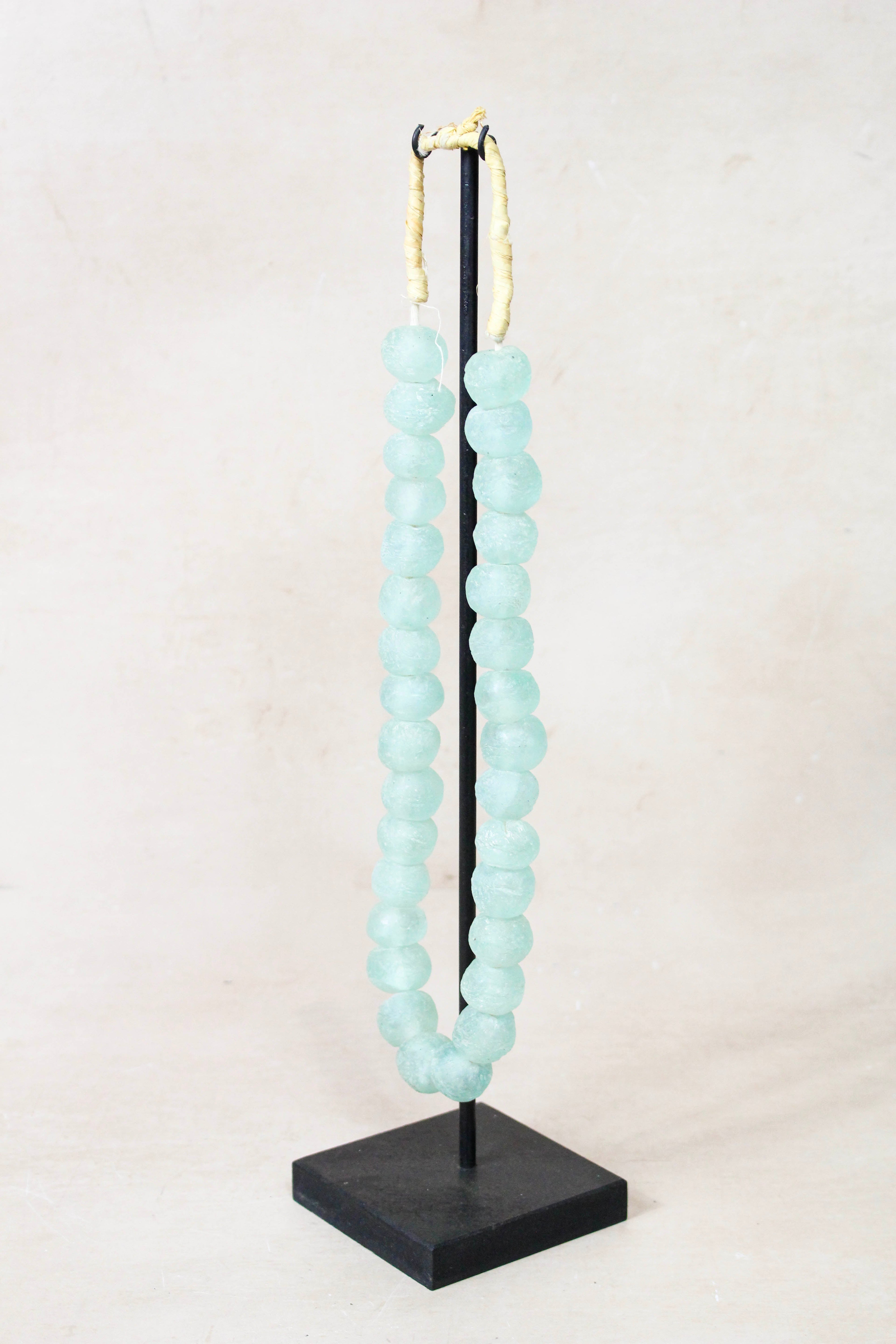 Ghana Glass Beads Necklace, Light blue - 85.10