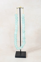 Ghana Glass Beads Necklace, Light blue - 85.11