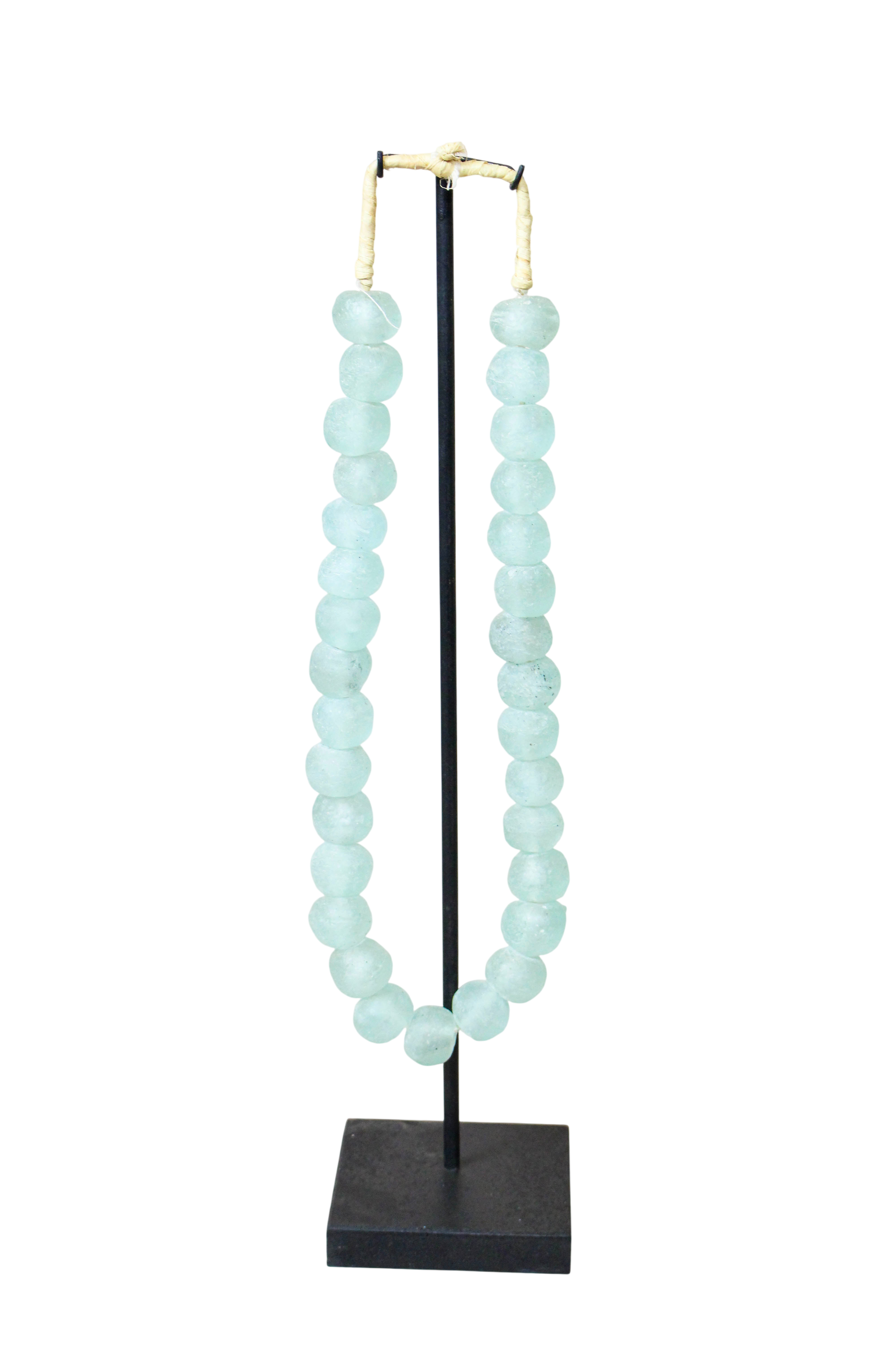 Ghana Glass Beads Necklace, Light blue - 85.12
