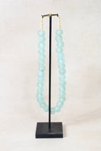 Ghana Glass Beads Necklace, Light blue - 85.12
