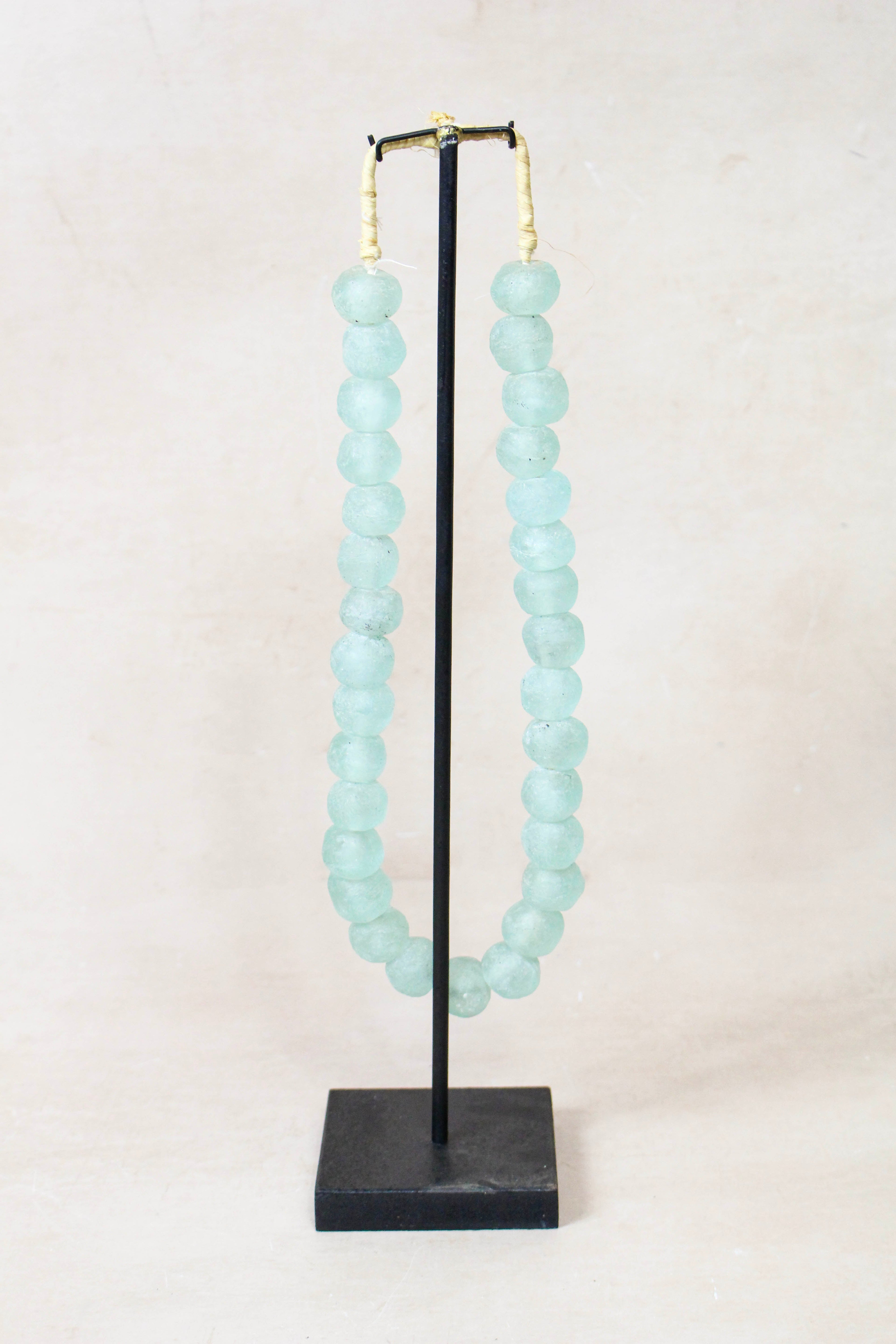 Ghana Glass Beads Necklace, Light blue - 85.12