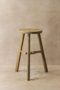 Vintage Rustic Elm Wood Stool - Round - No 41