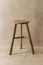 Vintage Rustic Elm Wood Stool - Round - No 41