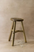Vintage Rustic Elm Wood Stool - Round - No 43