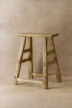 Vintage Rustic Elm Wood Stool - Medium - No 49