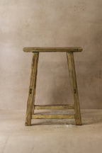 Vintage Rustic Elm Wood Stool - Medium - No 49