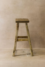 Vintage Rustic Elm Wood Stool - Medium - No 50