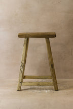 Vintage Rustic Elm Wood Stool - Medium - No 50