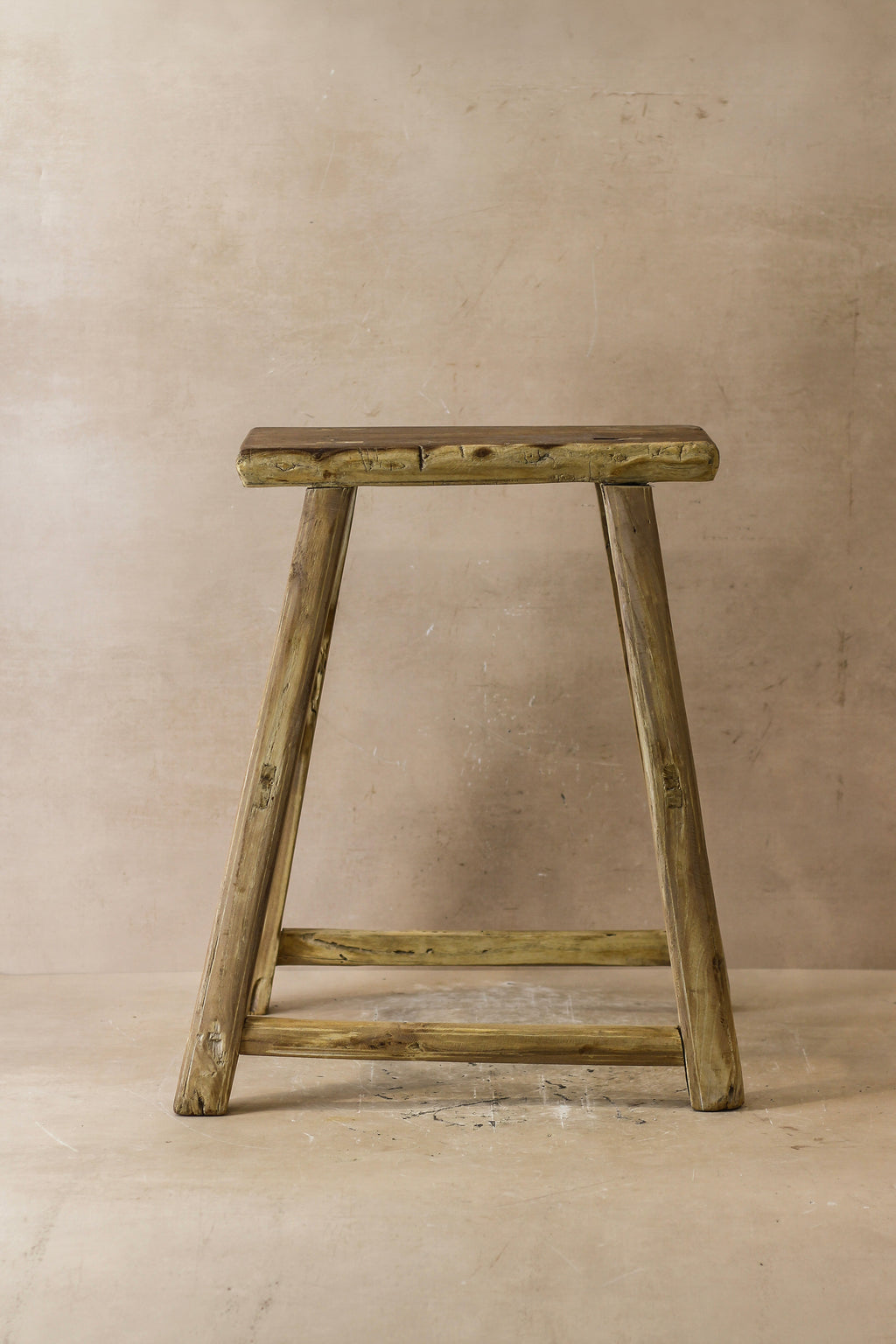 Vintage Rustic Elm Wood Stool - Medium - No 51