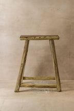 Vintage Rustic Elm Wood Stool - Medium - No 51