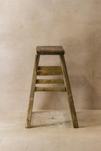Vintage Rustic Elm Wood Stool - Medium - No 51
