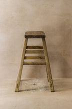 Vintage Rustic Elm Wood Stool - Medium - No 51