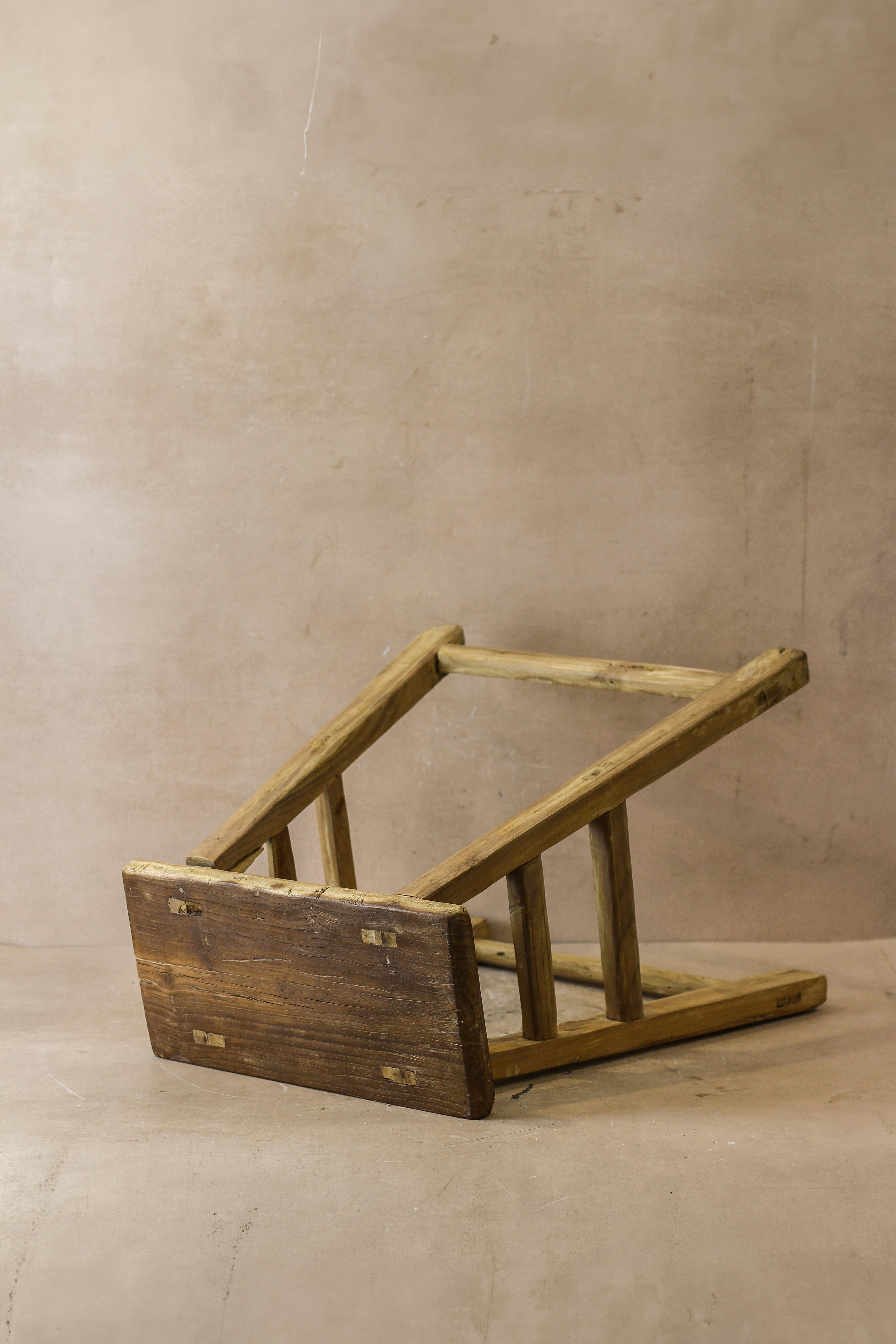 Vintage Rustic Elm Wood Stool - Medium - No 51