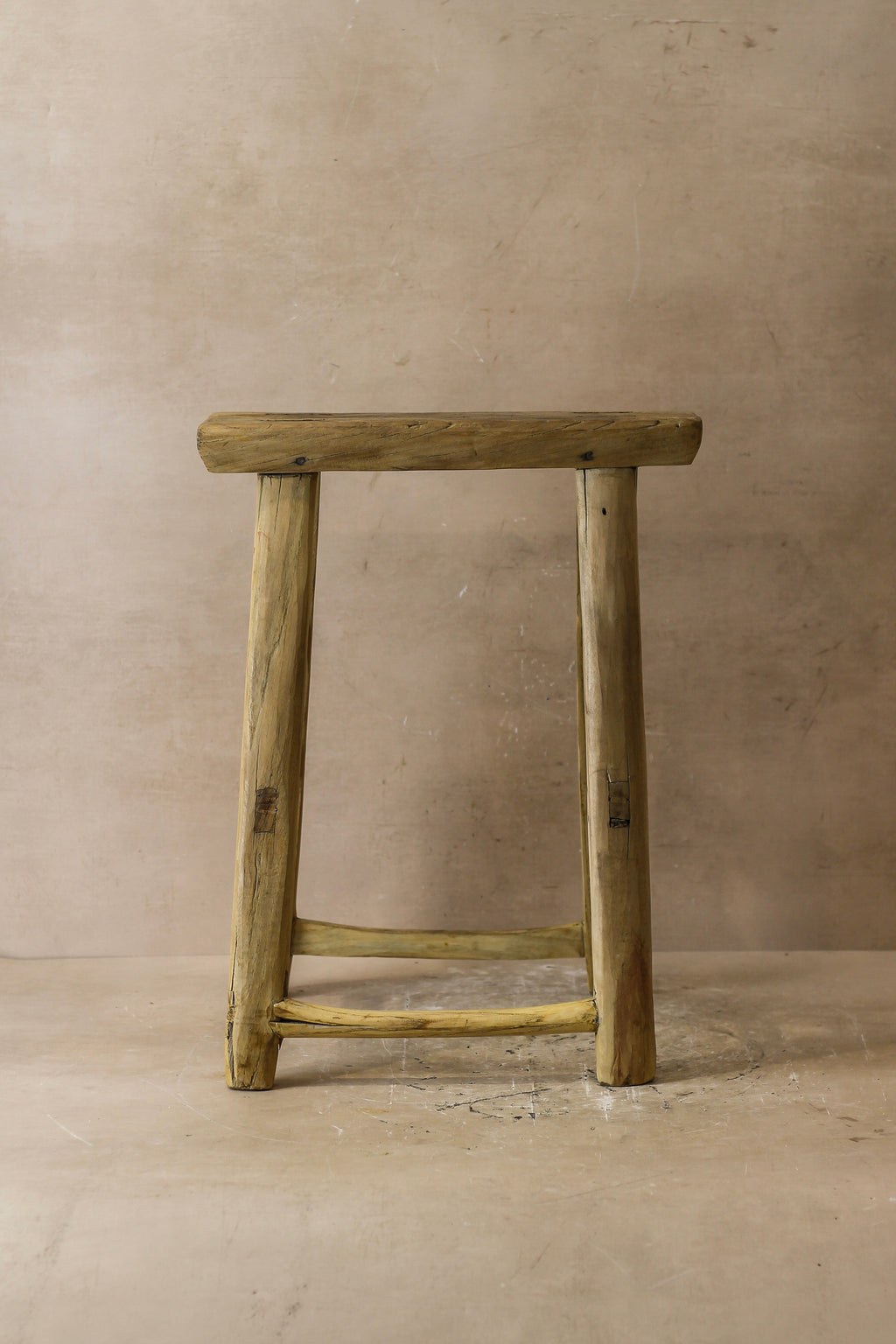 Vintage Rustic Elm Wood Stool - Medium - No 52