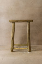 Vintage Rustic Elm Wood Stool - Medium - No 52