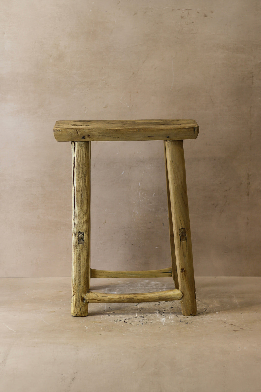 Vintage Rustic Elm Wood Stool - Medium - No 52