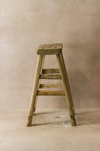 Vintage Rustic Elm Wood Stool - Medium - No 52