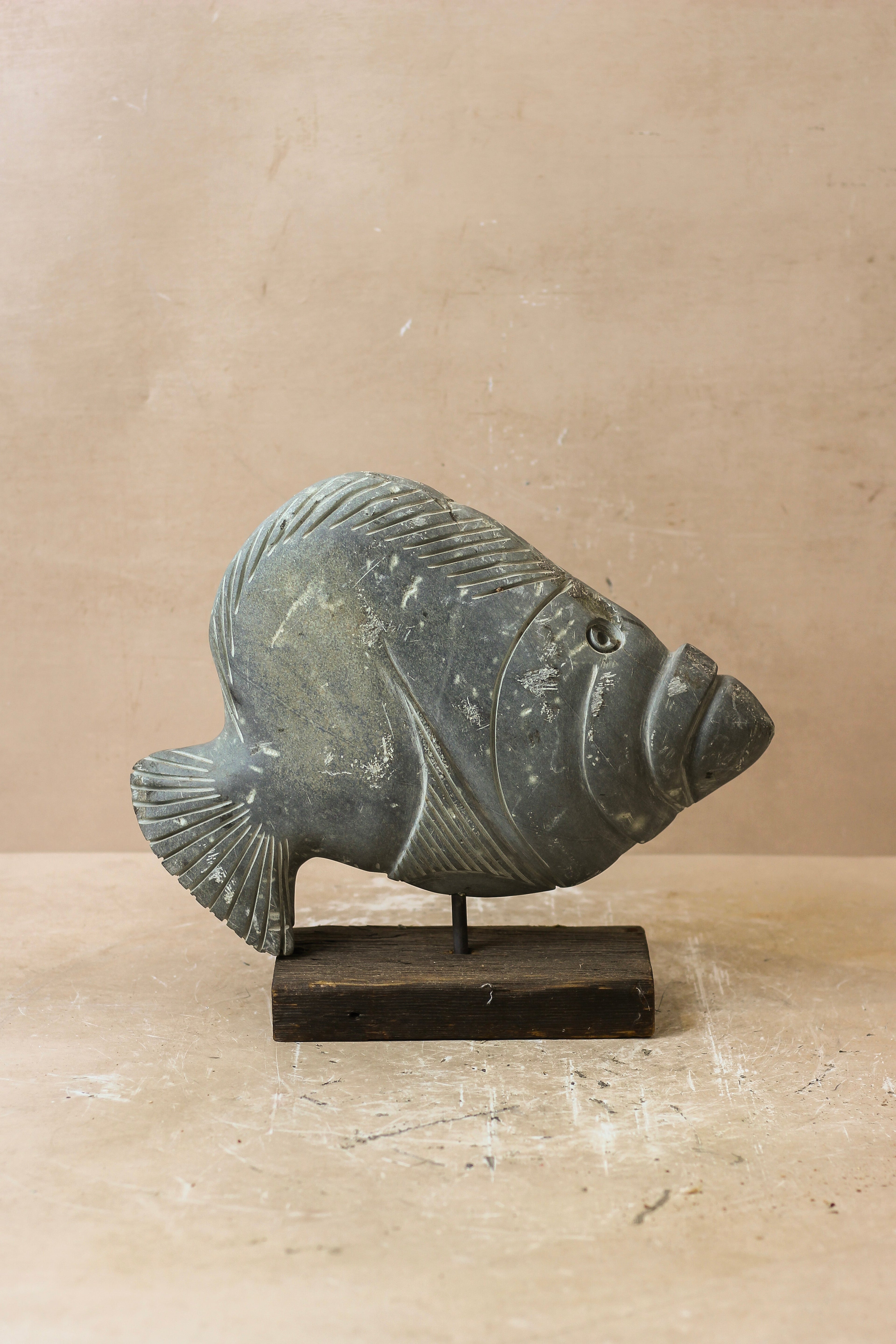 Stone Fish Sculpture - Zimbabwe - 35.6