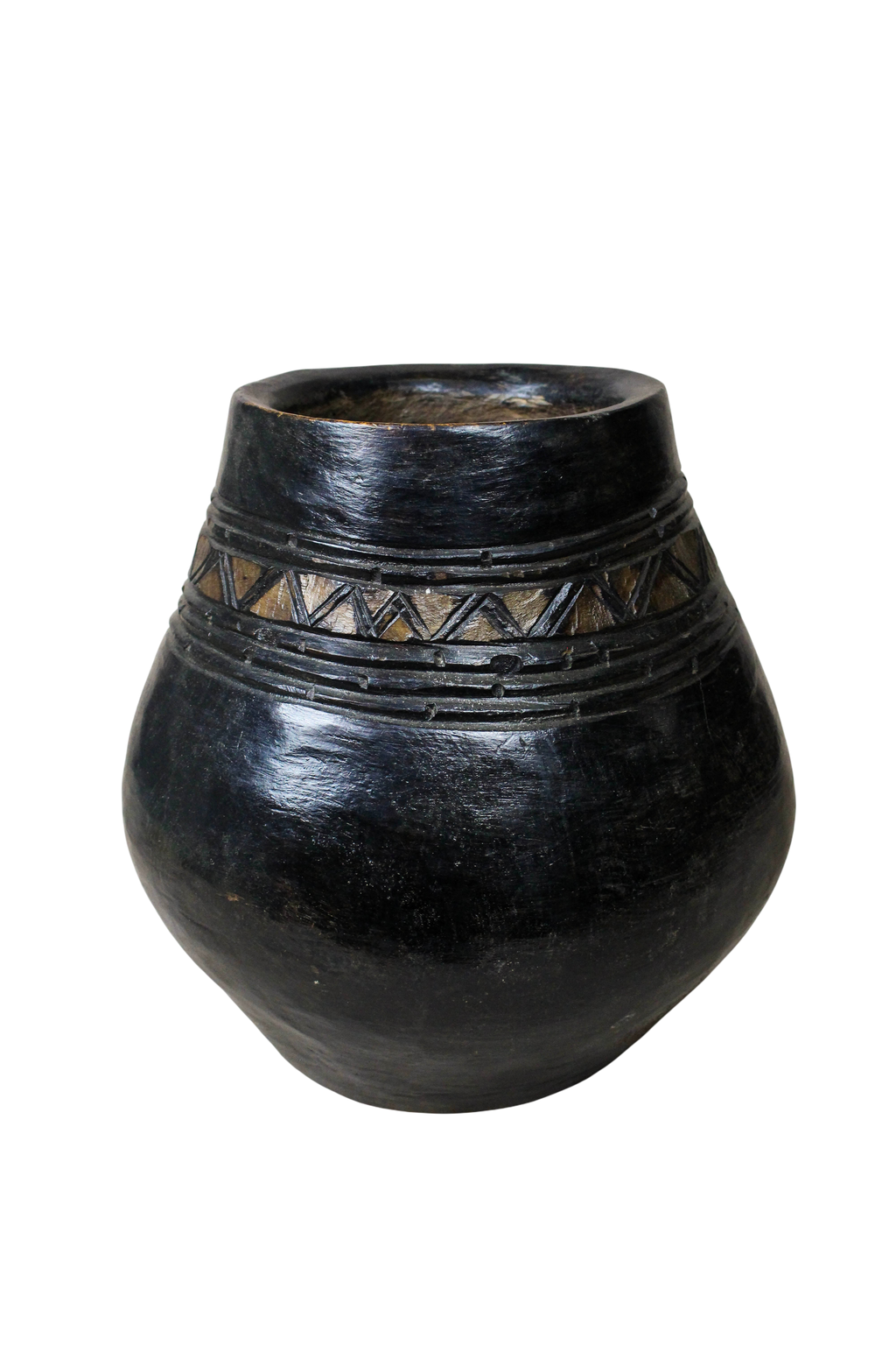 Hand Carved Lozi Wood Pot - 17.1