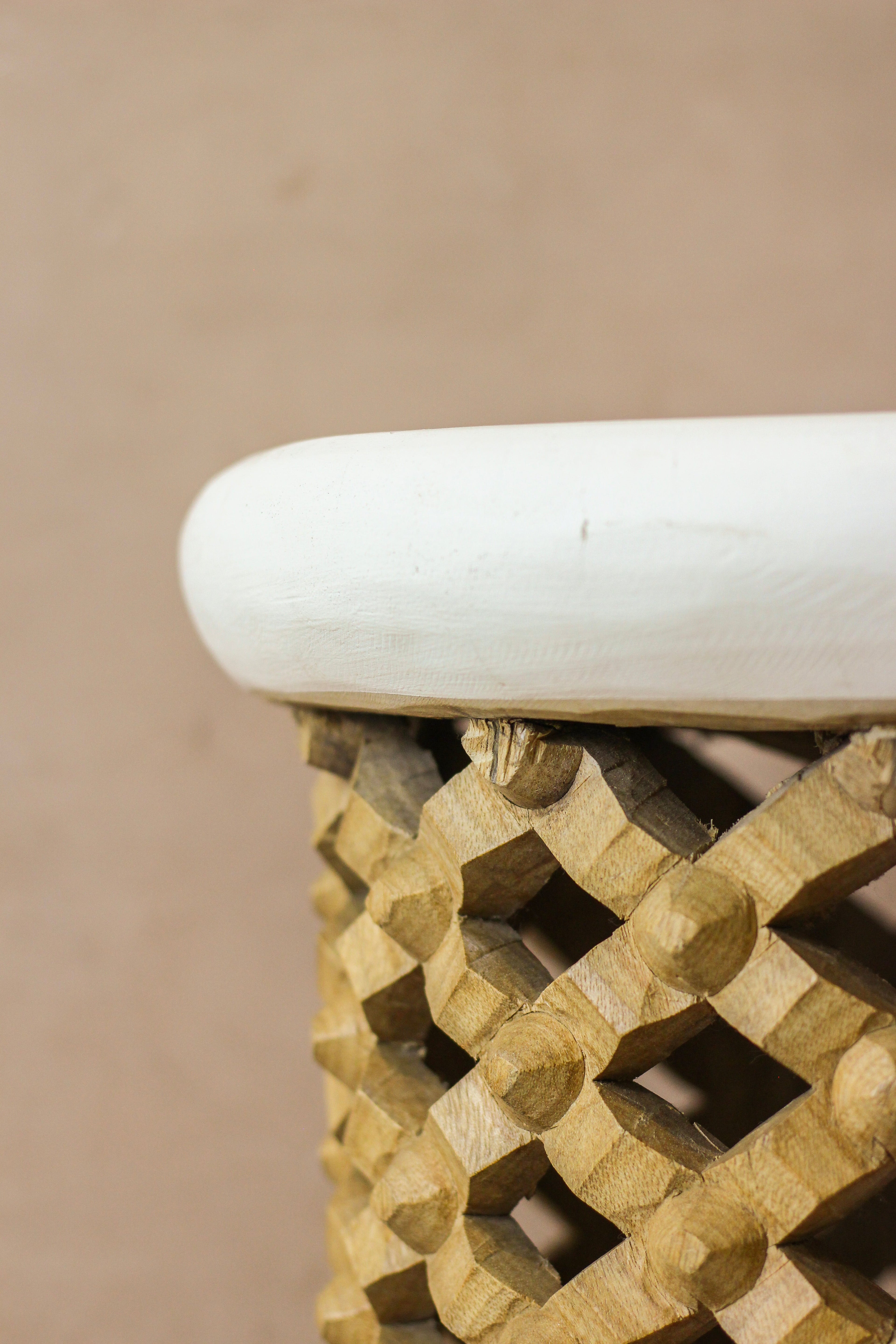 Bamileke Stool - White/Natural