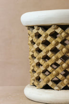 Bamileke Stool - White/Natural