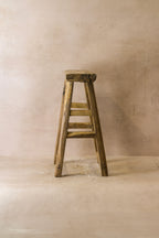 Vintage Rustic Elm Wood Stool - Medium - No 53