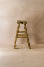 Vintage Rustic Elm Wood Stool - Medium - No 54